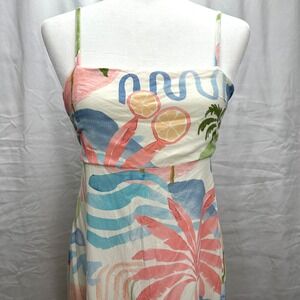 Paper Heart Island Tropical Print Maxi Dress Cut Out Back Ruffle Hem Maxi Dress